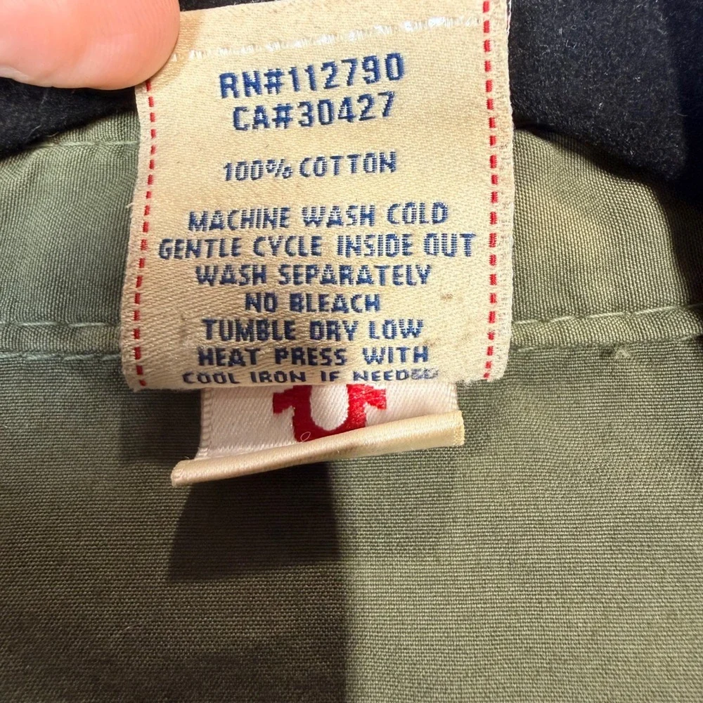 True Religion Mens Khaki Green Long Sleeve Western Snap‎ Button Shirt XL